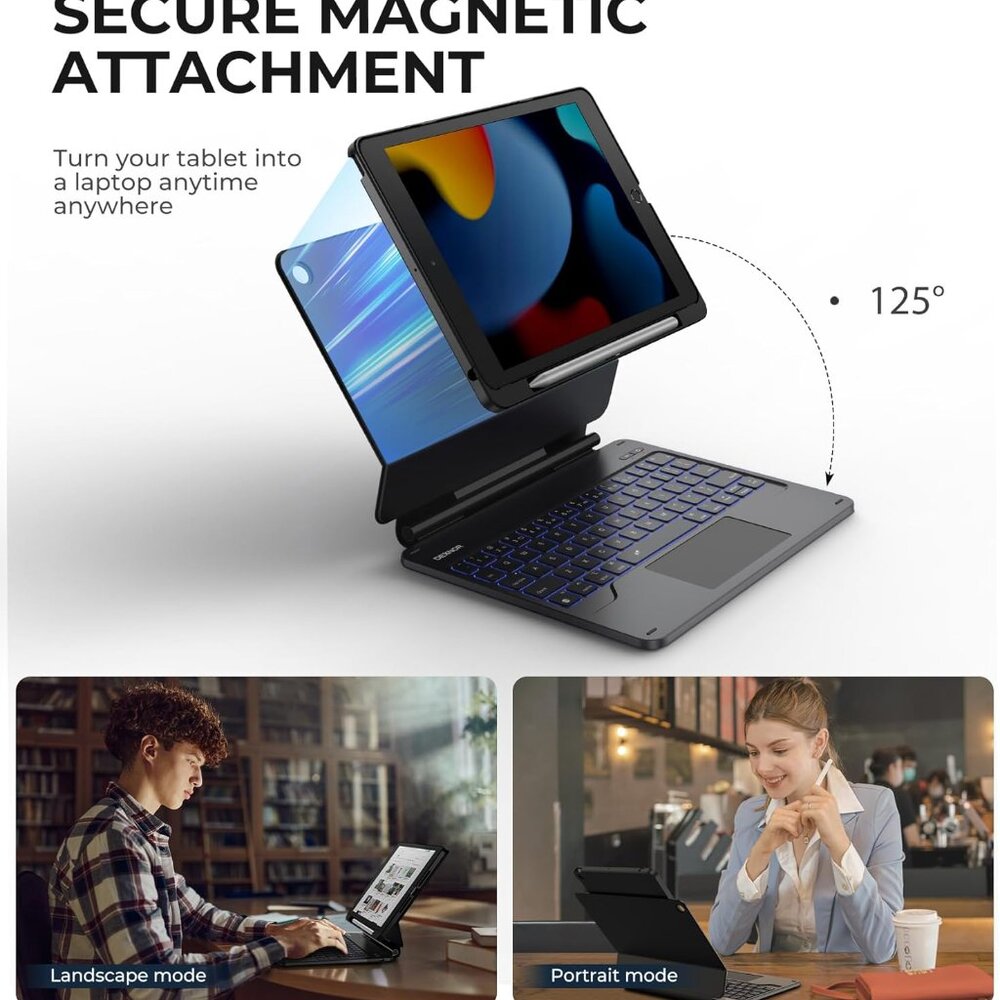 Dexnor for iPad 9th/8th/7th Gen Floating Keyboard - like new - Picture 2 of 9